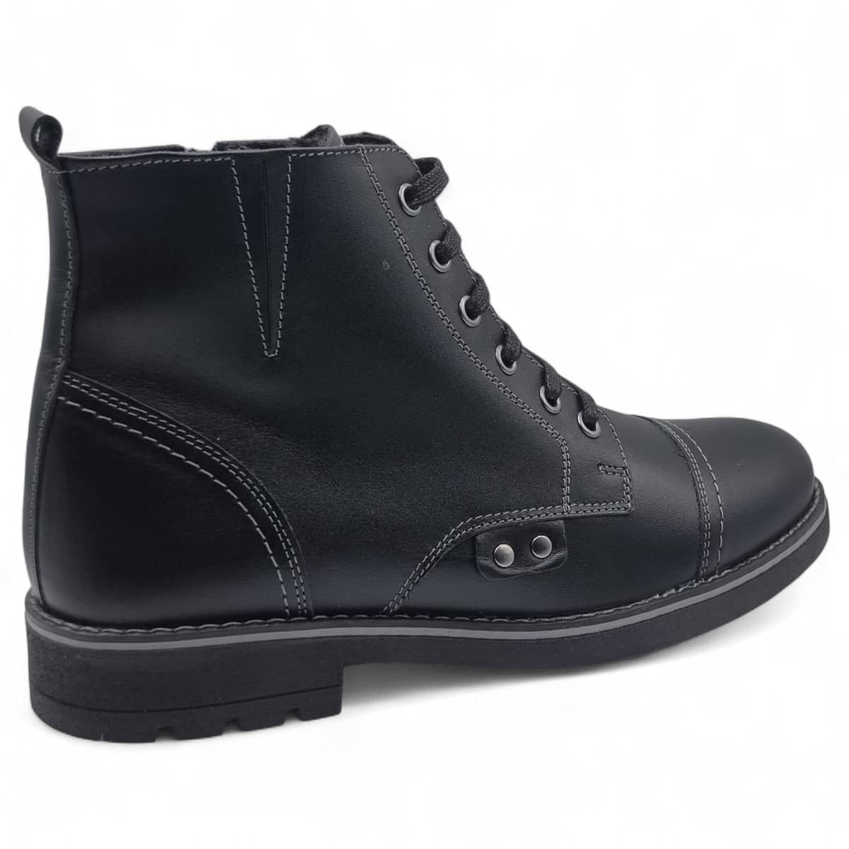 Ghete Bărbați Elegante Din Piele Naturală De Culoare Neagră 50137