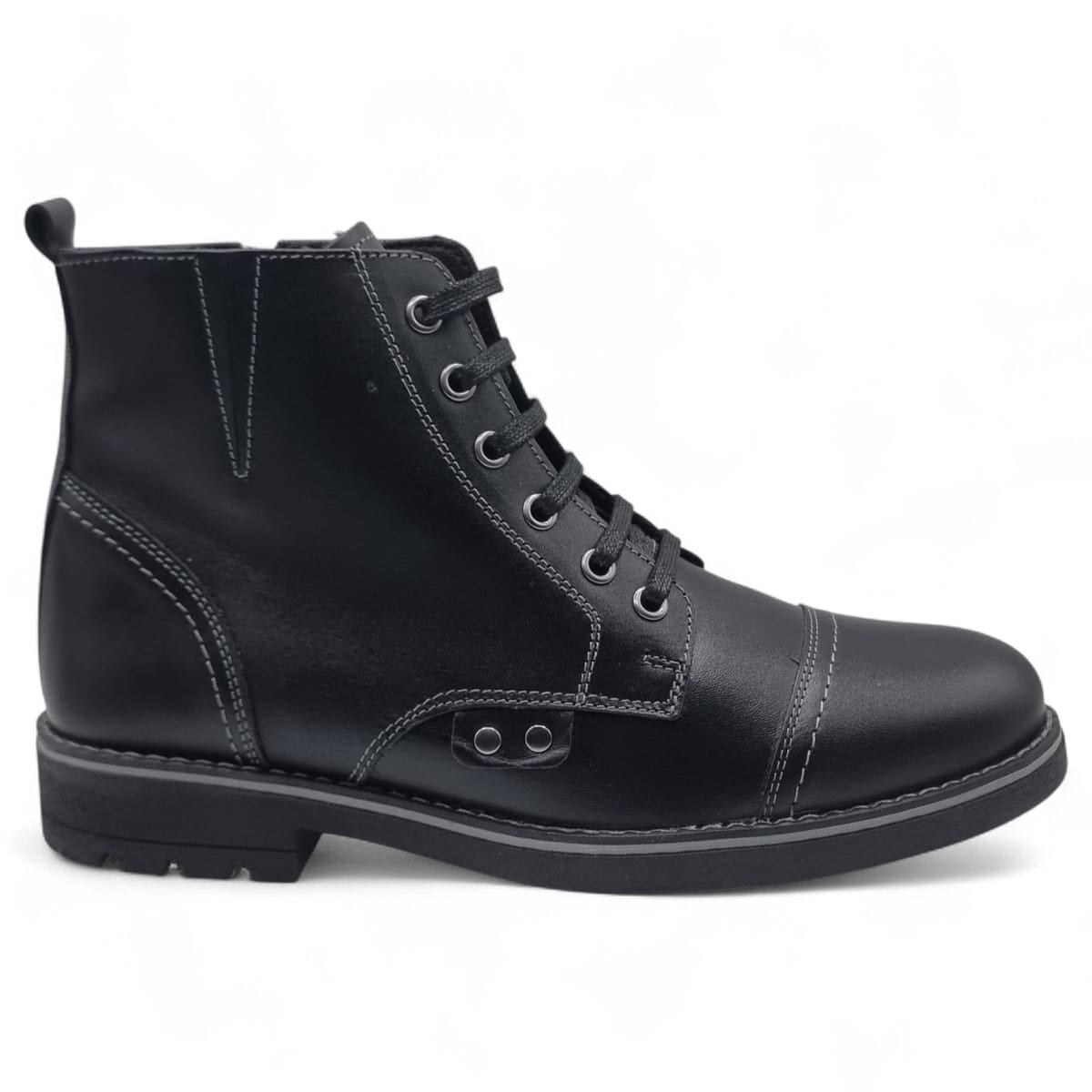 Ghete Bărbați Elegante Din Piele Naturală De Culoare Neagră 50137