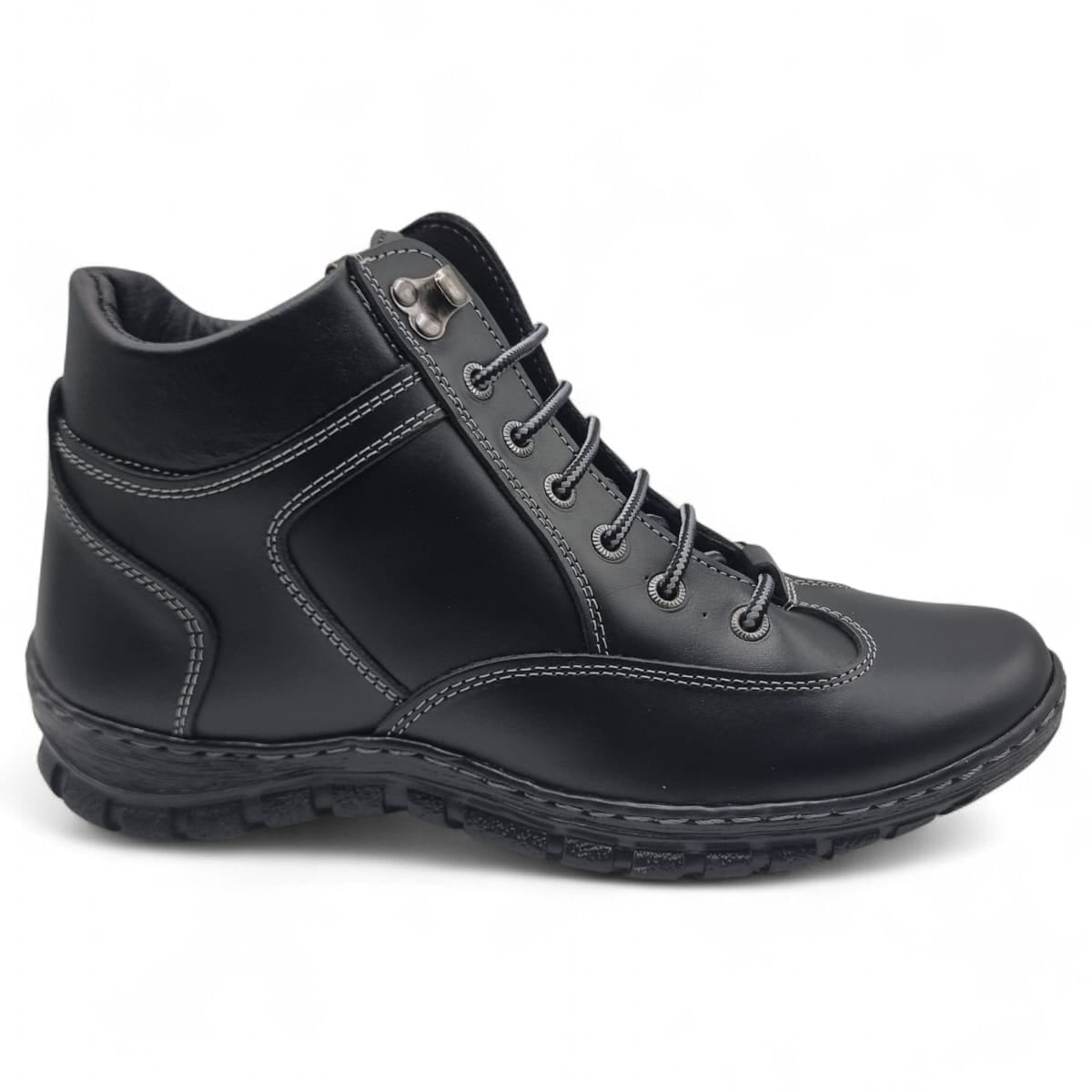 Ghete Bărbați Casual Din Piele Naturală De Culoare Neagră 45131