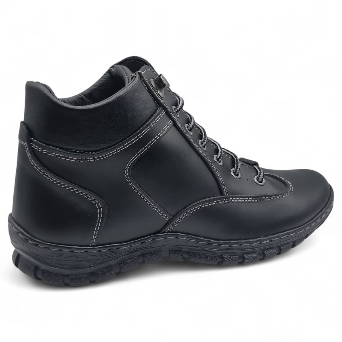 Ghete Bărbați Casual Din Piele Naturală De Culoare Neagră 45131