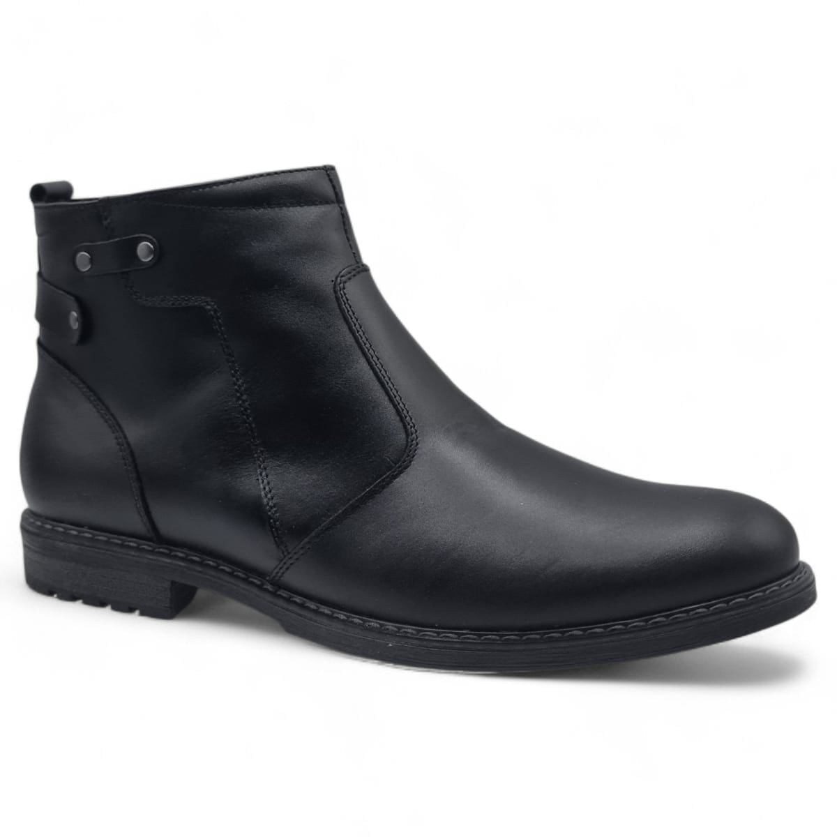 Ghete Bărbați Elegante Din Piele Naturală De Culoare Neagră 50136