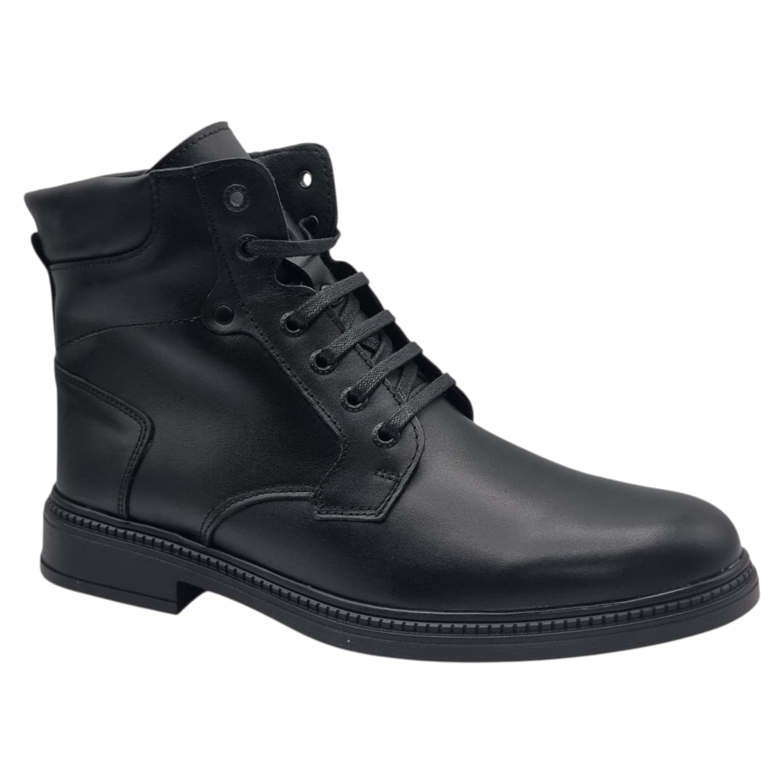 Ghete Bărbați Casual Din Piele Naturală De Culoare Negru 45130