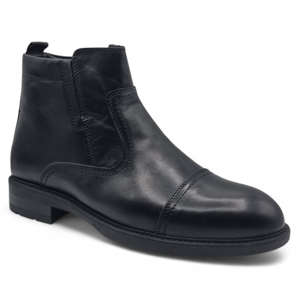 Ghete Bărbați Elegante Din Piele Naturală Culoare Neagră 50130