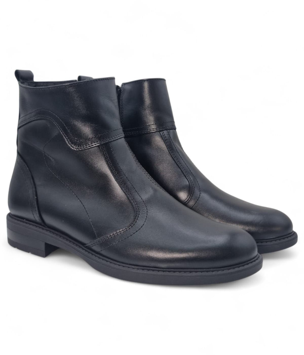 Ghete Bărbați Elegante Din Piele Naturală De Culoare Neagră 50139
