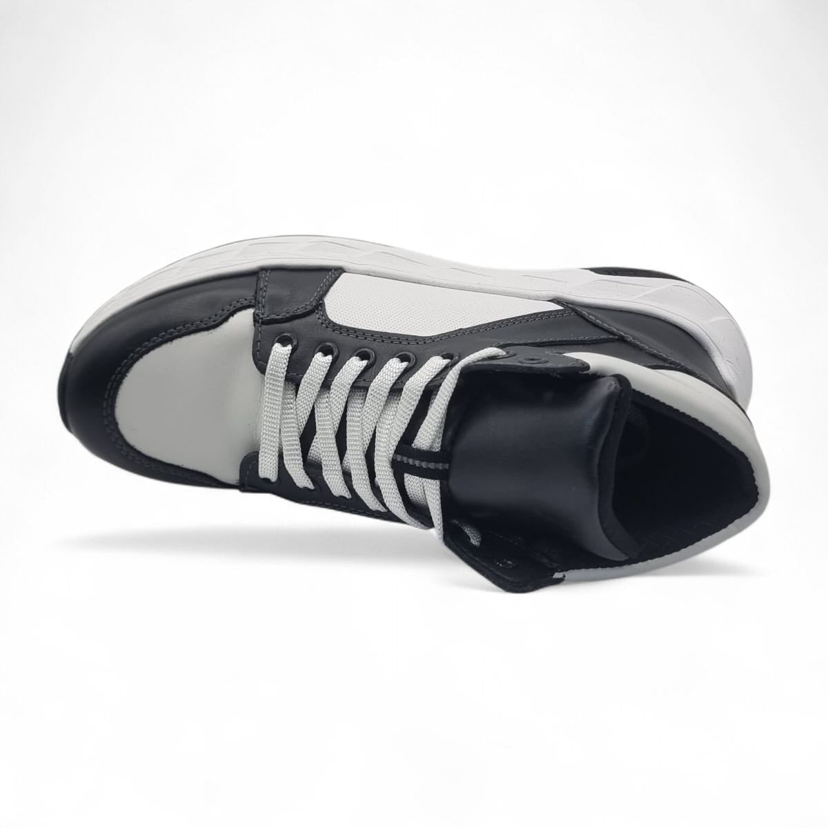 Ghete Bărbați Elegante Din Piele Naturală De Culoare Neagru si alb 45124