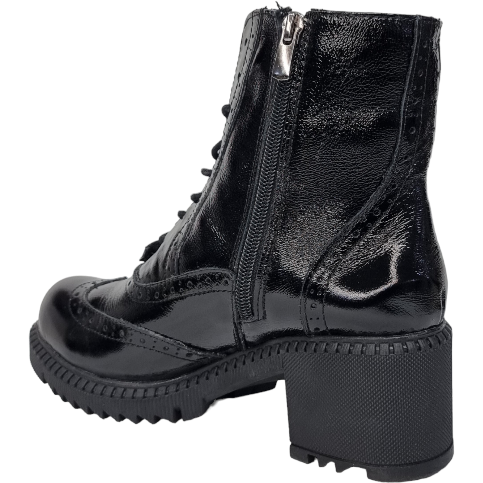 Ghete Damă Casual Din Piele Lăcuită Neagră 30150