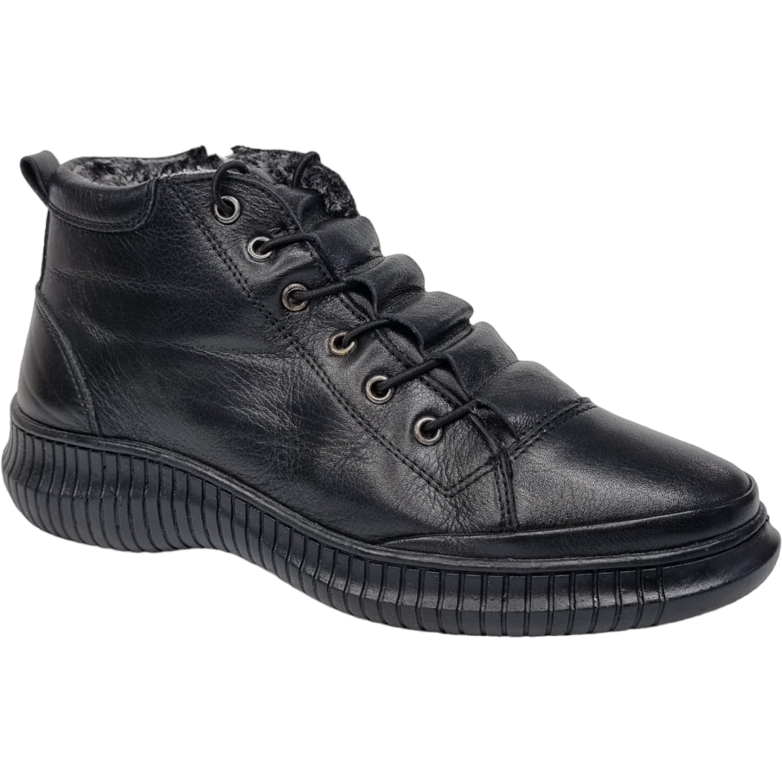 Ghete Damă Casual Din Piele Naturală Neagră 30168