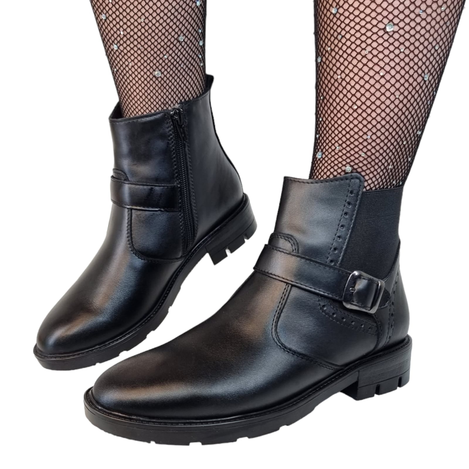 Ghete Damă Casual Din Piele Naturală Neagră 30302