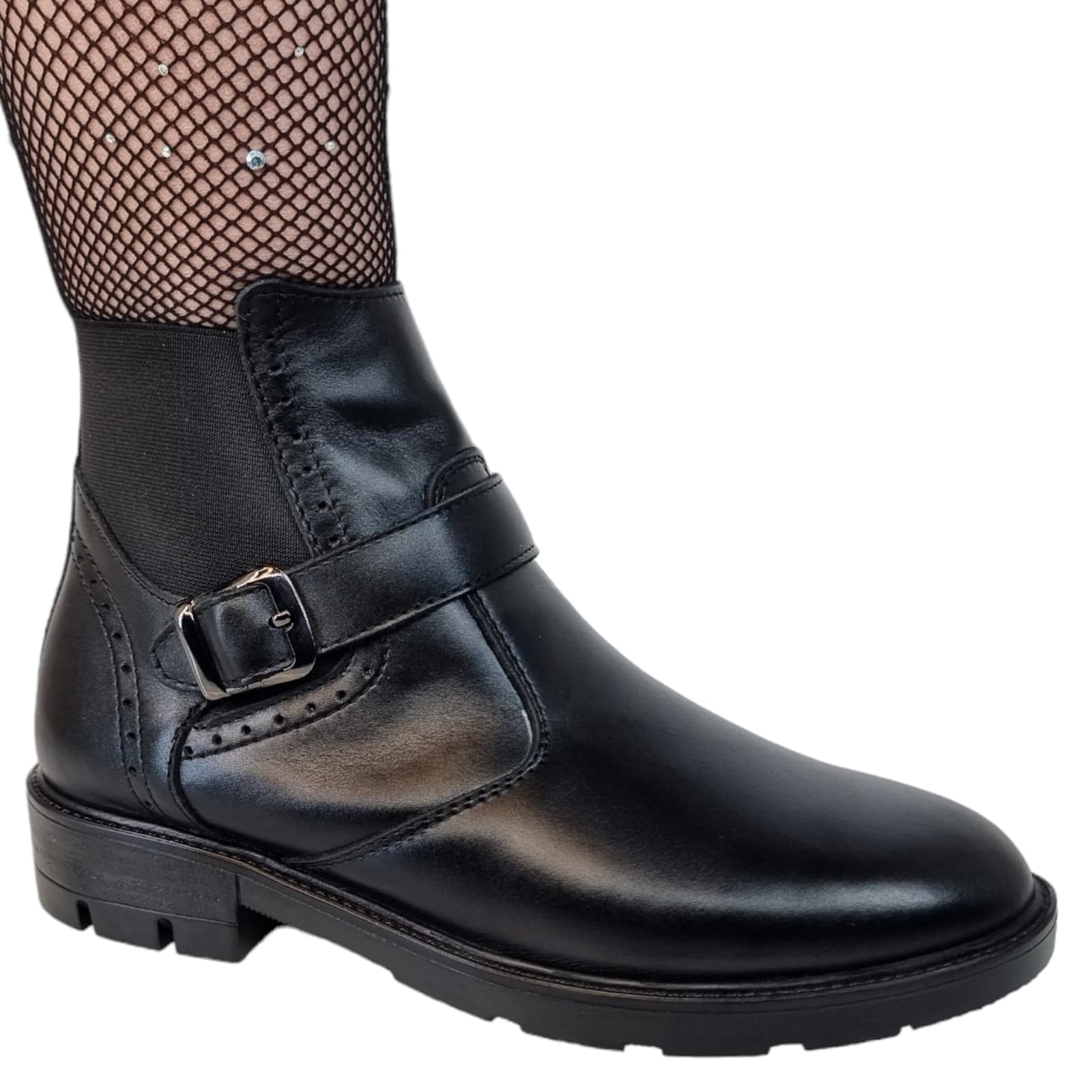 Ghete Damă Casual Din Piele Naturală Neagră 30302