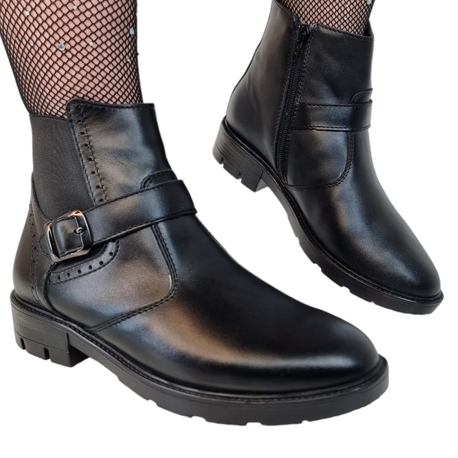 Ghete Damă Casual Din Piele Naturală Neagră 30302