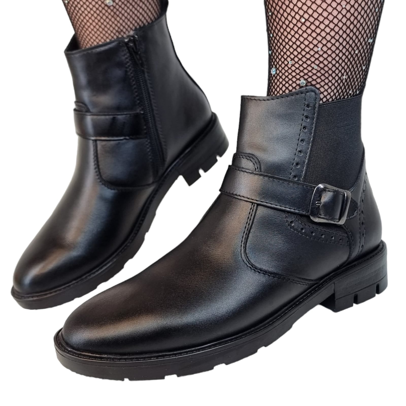 Ghete Damă Casual Din Piele Naturală Neagră 30302