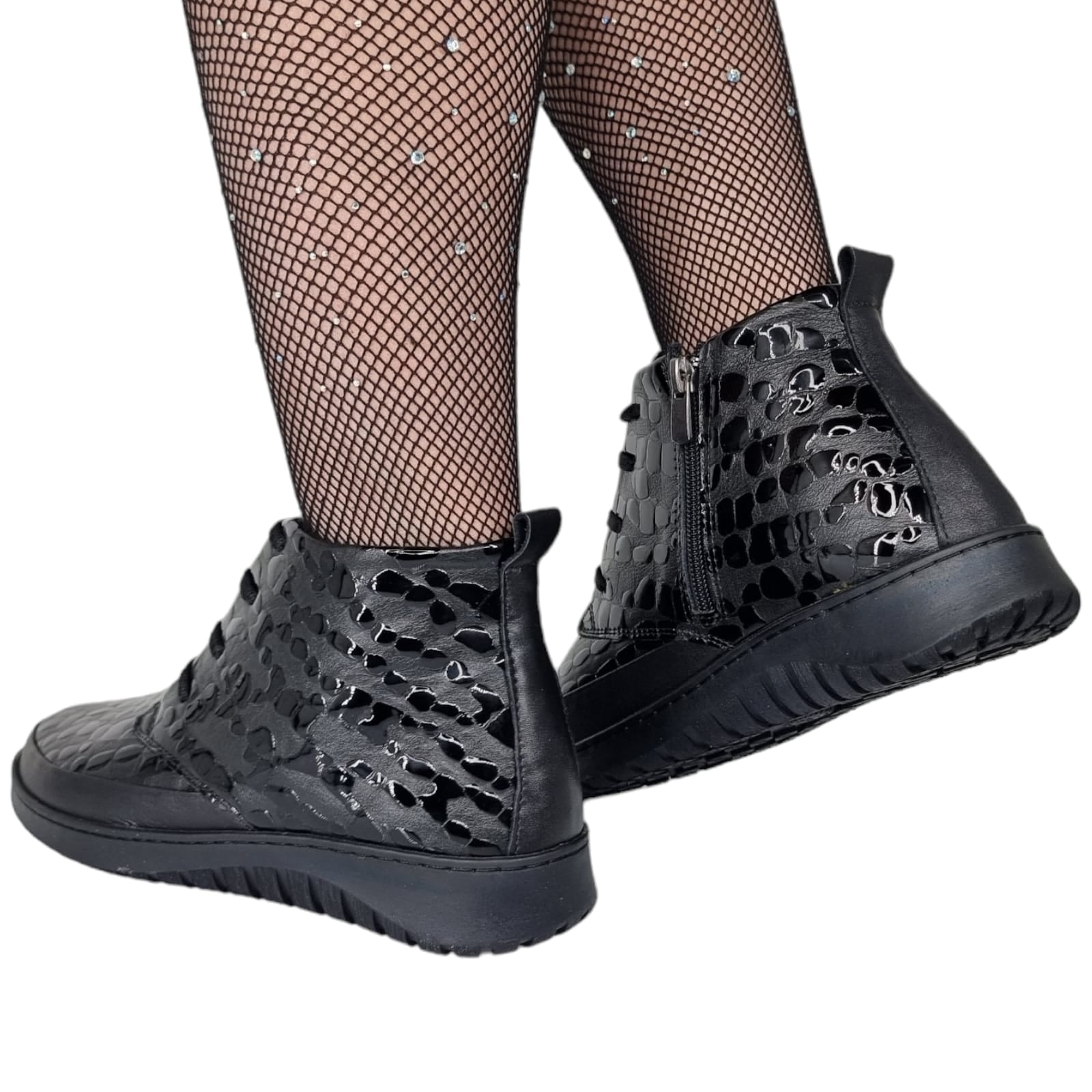 Ghete Damă Casual Din Piele Naturală Neagră Cr 30305
