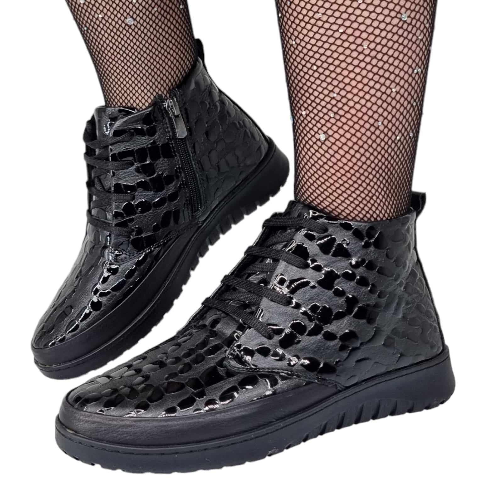 Ghete Damă Casual Din Piele Naturală Neagră Cr 30305