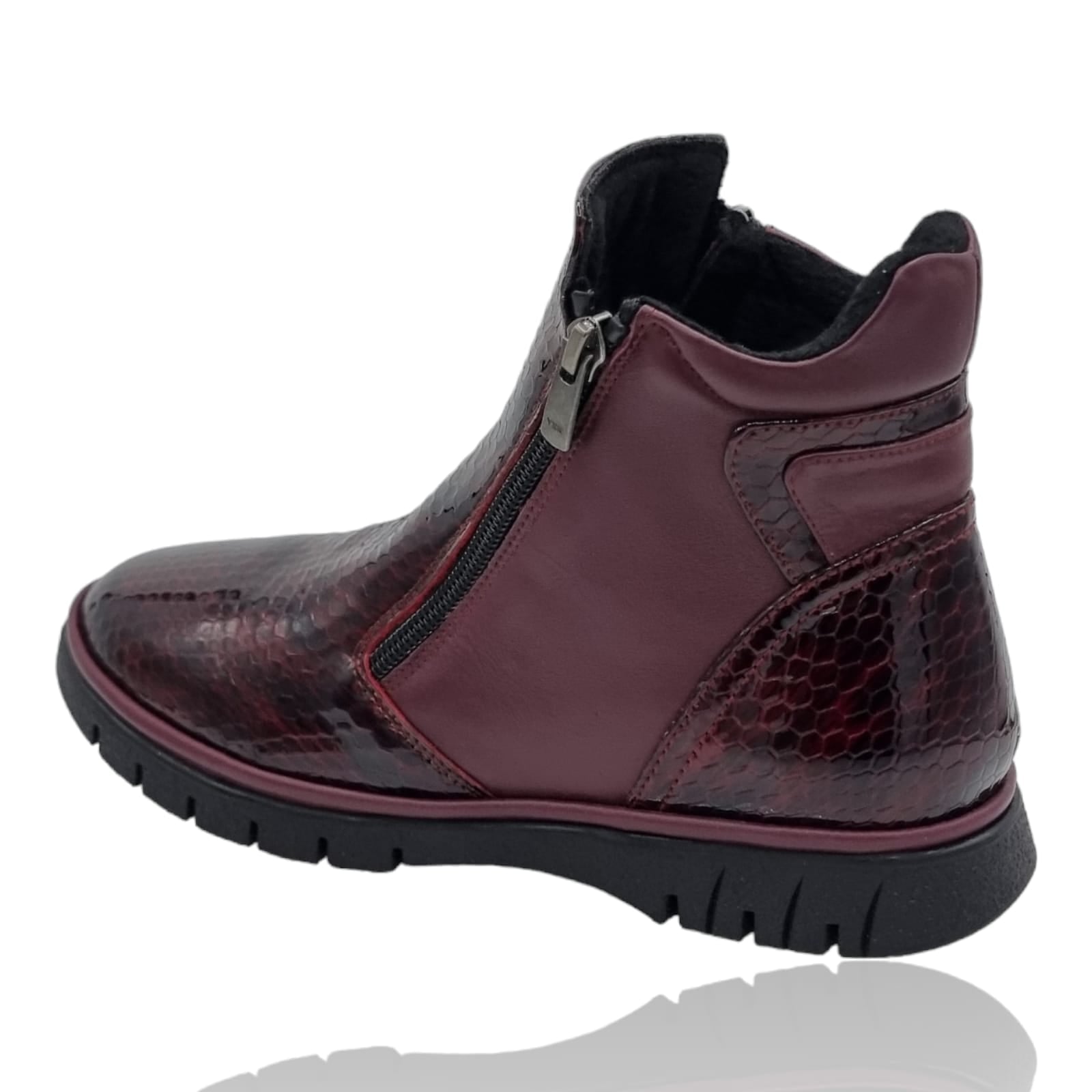 Ghete Damă Casual Din Piele Naturală Bordo Cro 30315