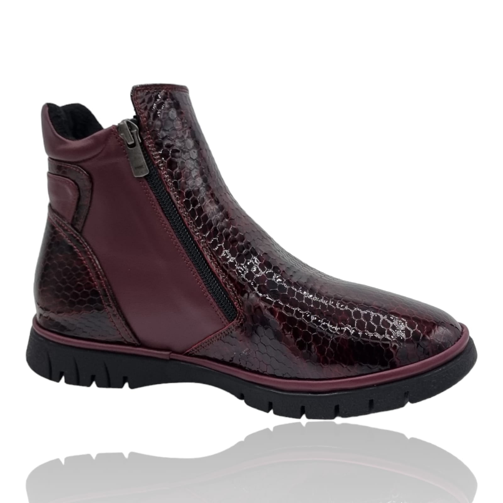 Ghete Damă Casual Din Piele Naturală Bordo Cro 30315