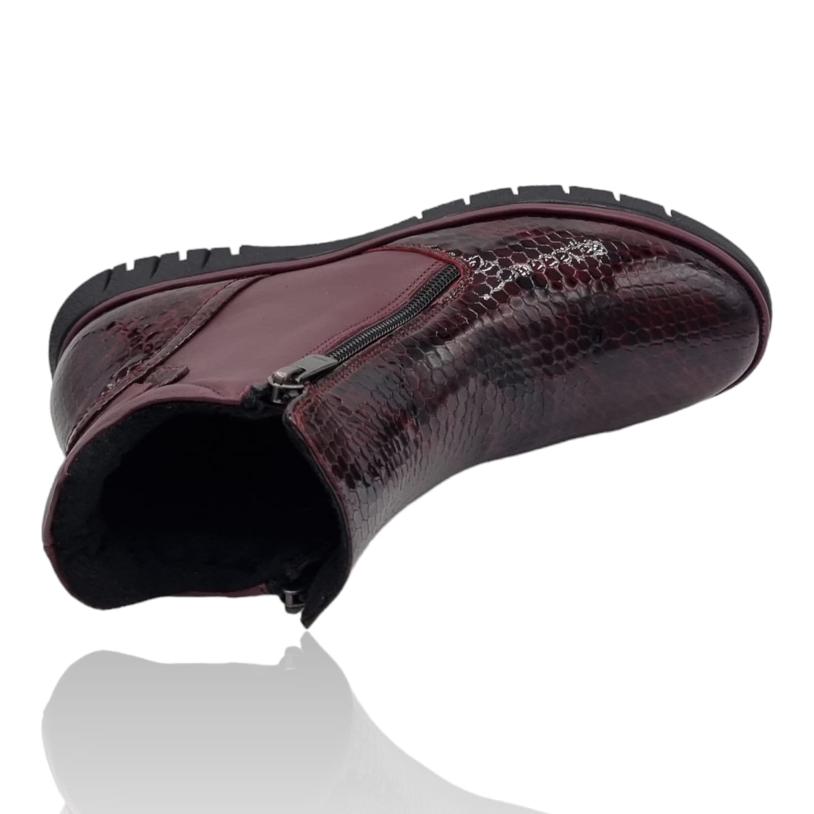 Ghete Damă Casual Din Piele Naturală Bordo Cro 30315