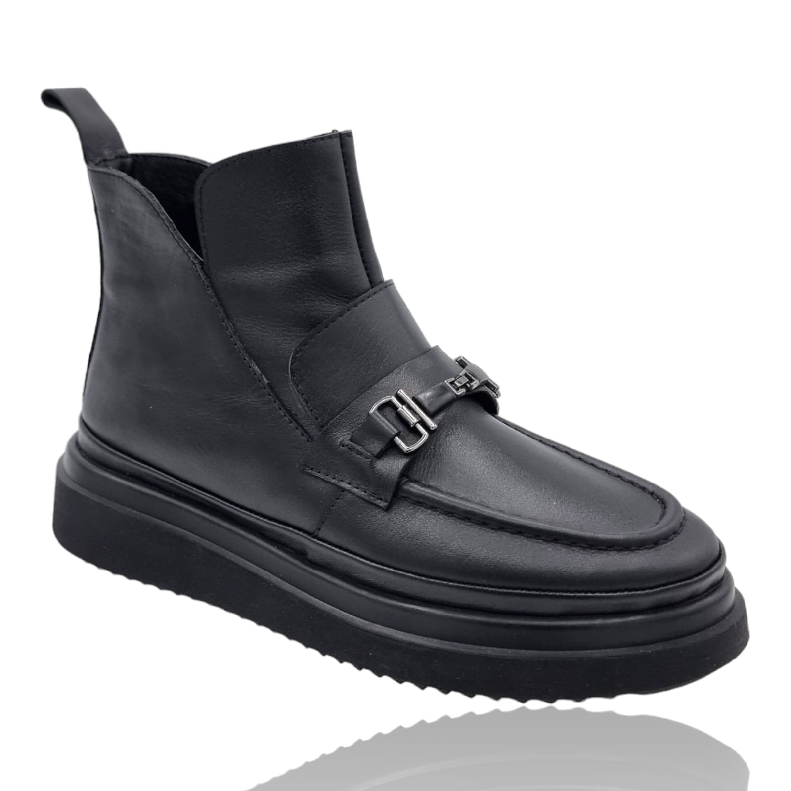 Ghete Damă Casual Din Piele Naturală Neagră 30321