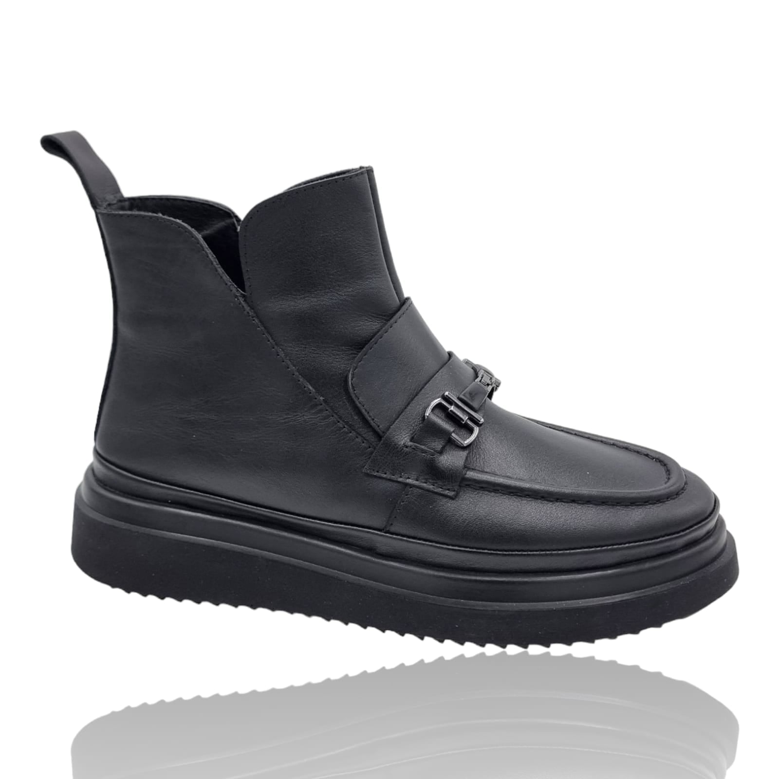 Ghete Damă Casual Din Piele Naturală Neagră 30321