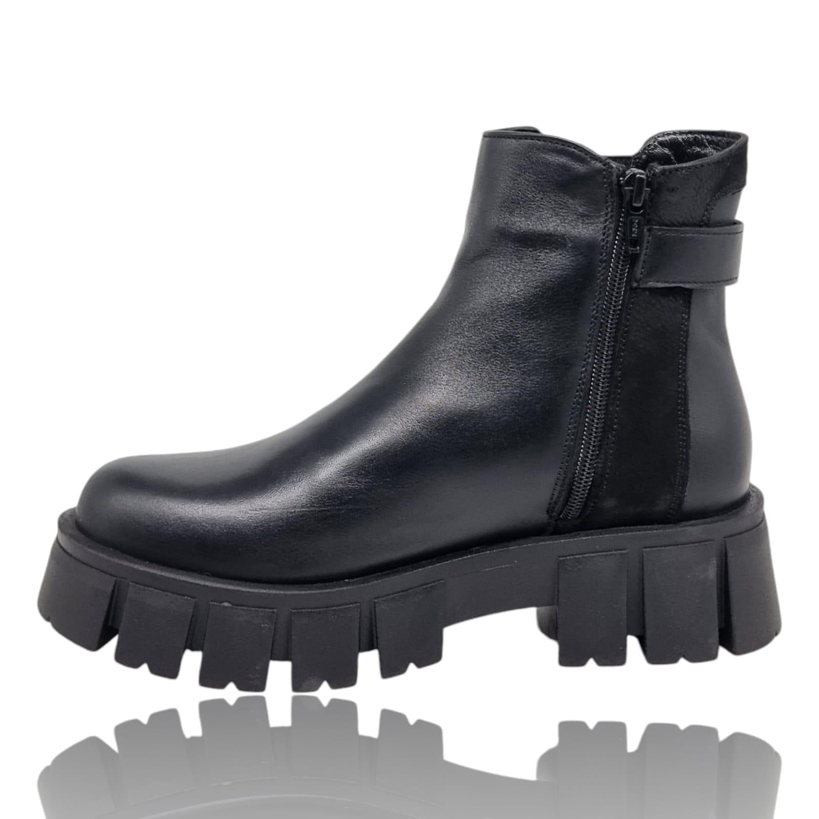 Ghete Damă Casual Din Piele Naturală Neagră 30335