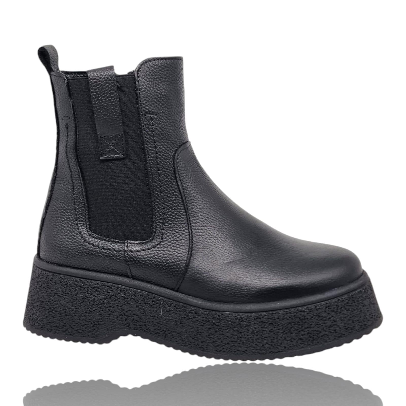 Ghete Damă Casual Din Piele Naturală Neagră 30339