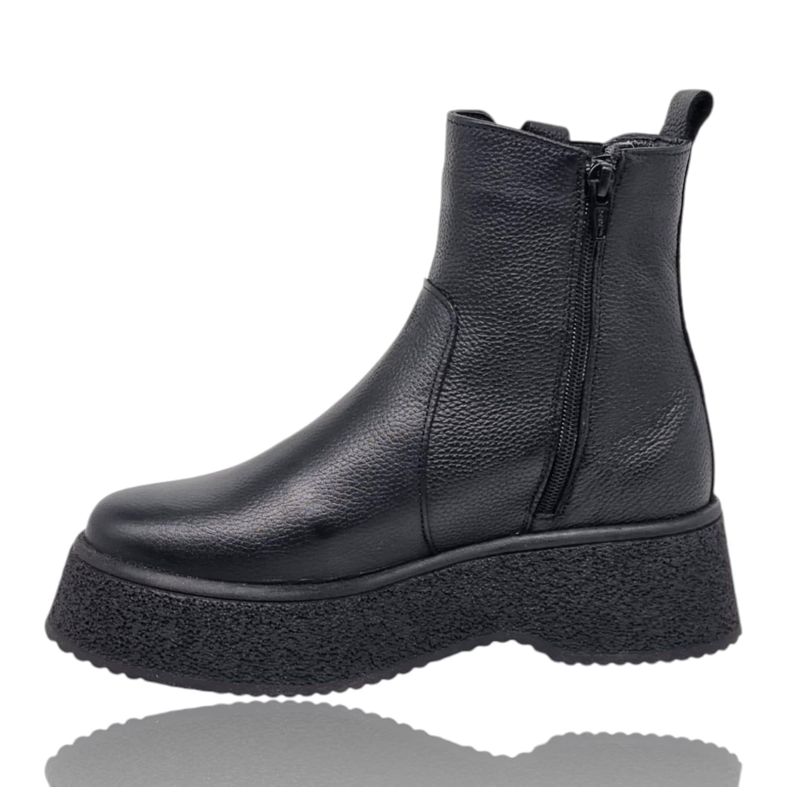 Ghete Damă Casual Din Piele Naturală Neagră 30339