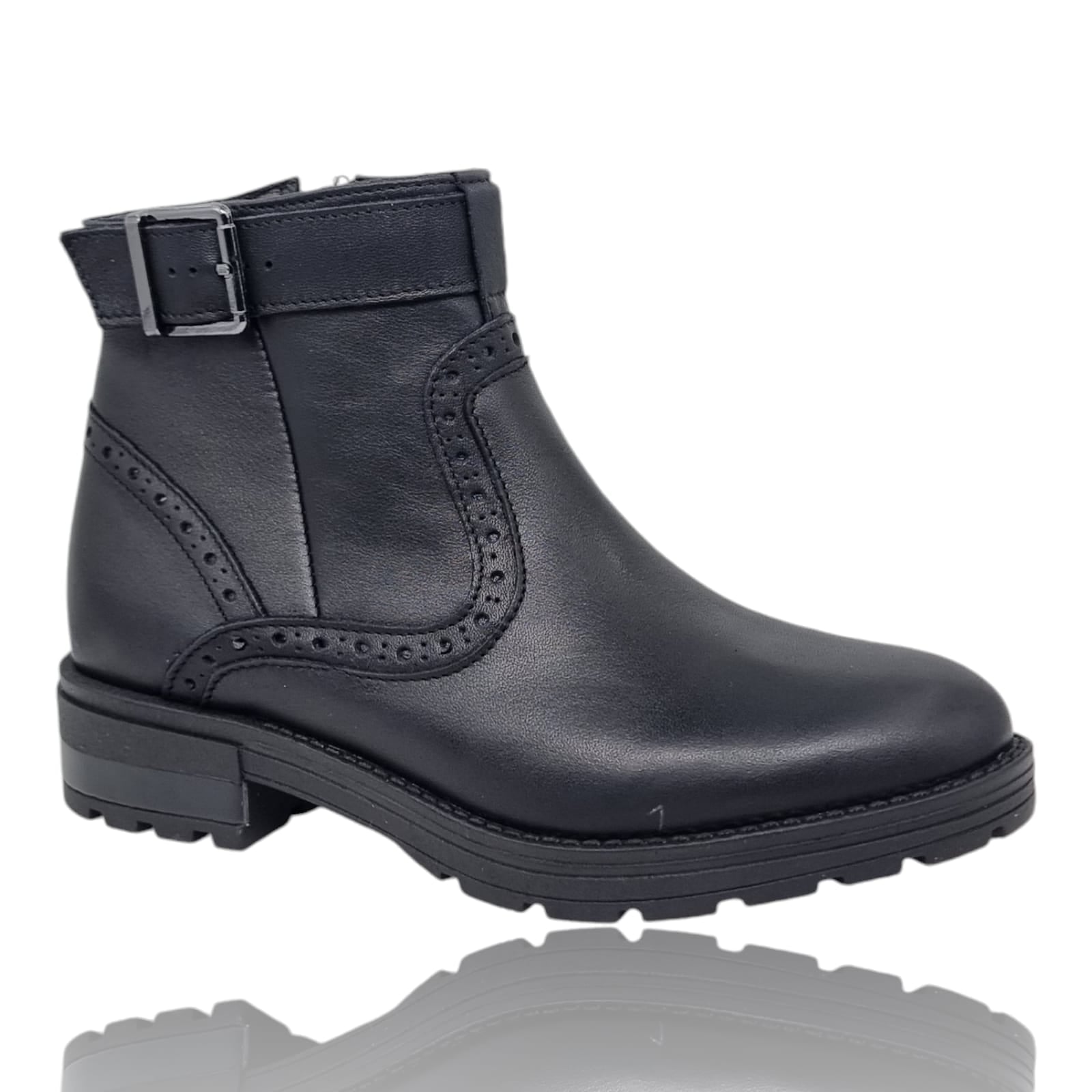 Ghete Damă Casual Din Piele Naturală Neagră 30342