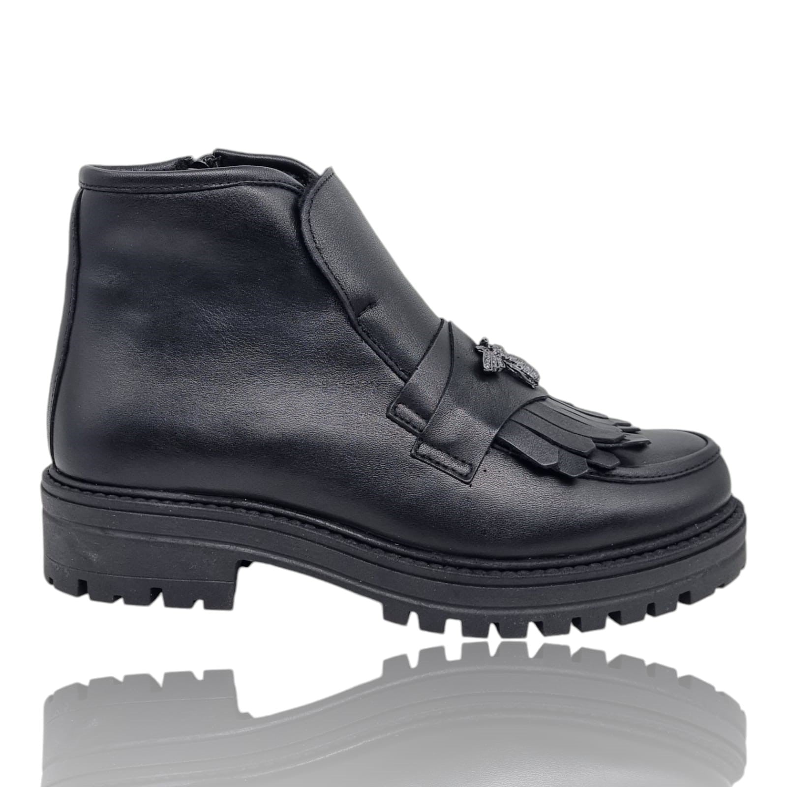 Ghete Damă Casual Din Piele Naturală Neagră 30345