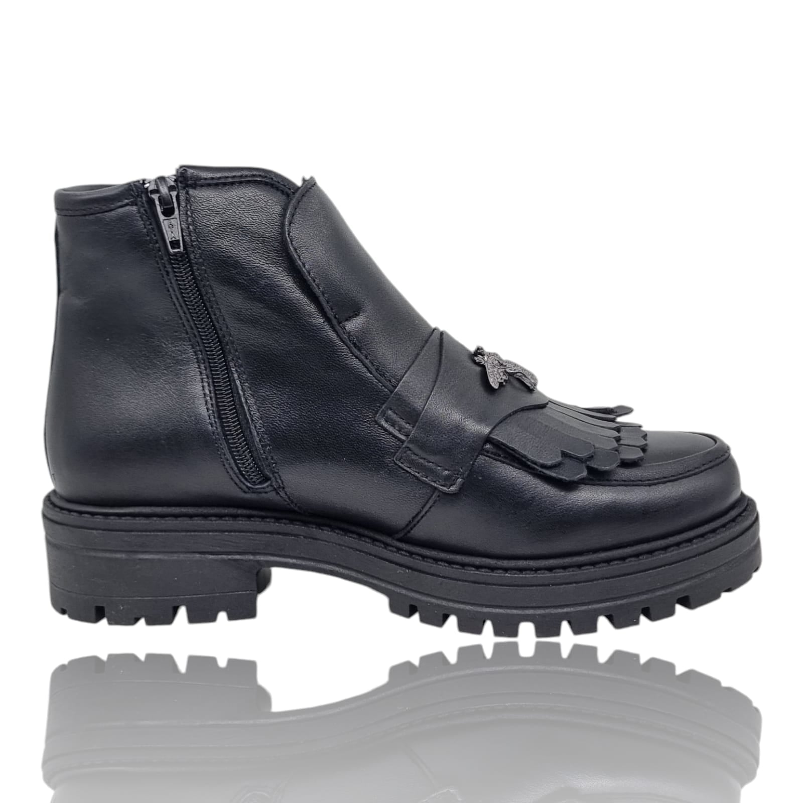 Ghete Damă Casual Din Piele Naturală Neagră 30345