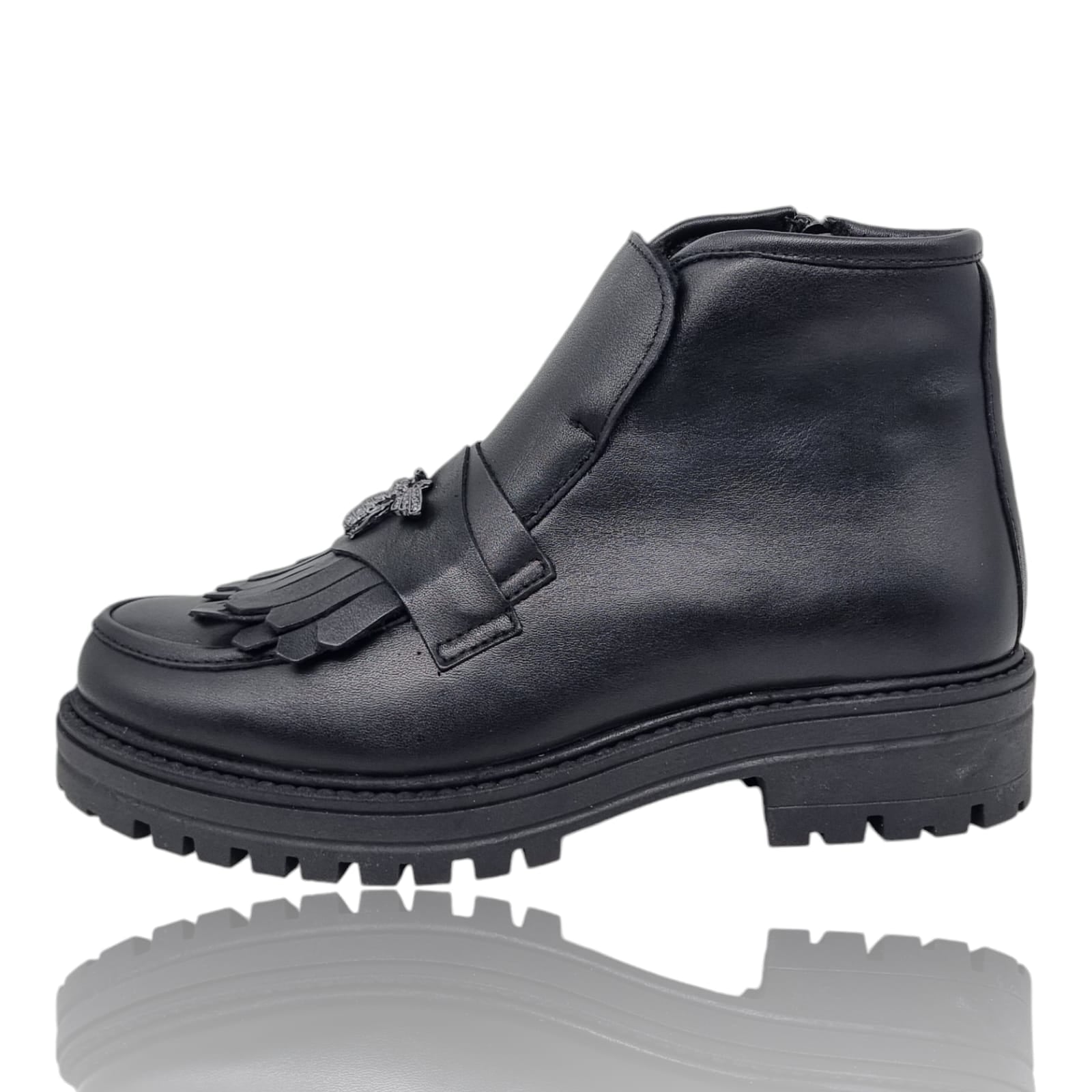 Ghete Damă Casual Din Piele Naturală Neagră 30345