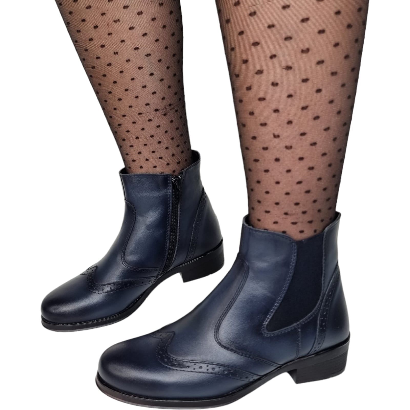 Ghete Damă Casual Din Piele Naturală Blue 30188