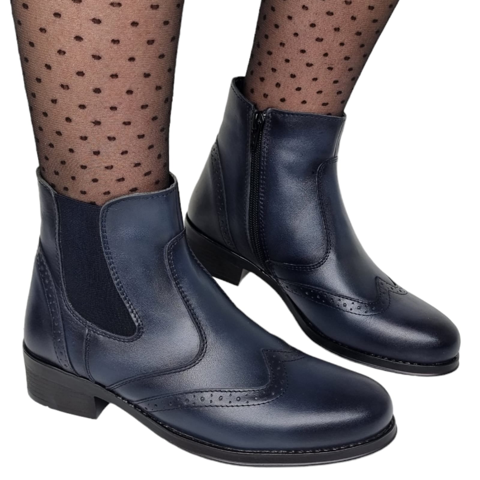 Ghete Damă Casual Din Piele Naturală Blue 30188