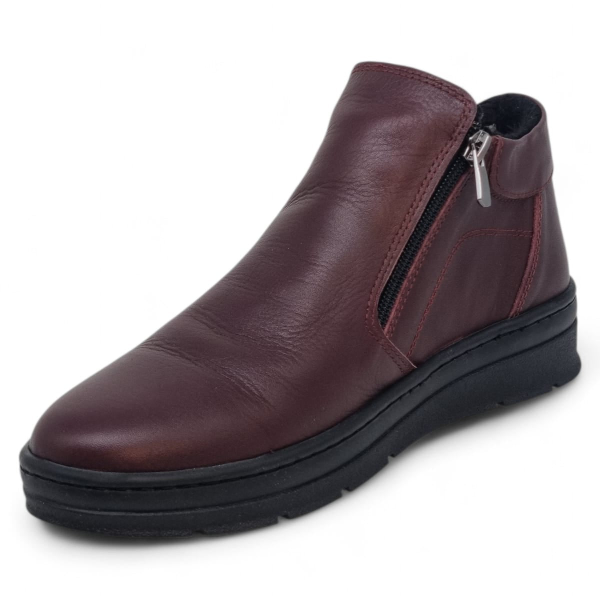 Ghete Damă Casual Din Piele Naturală Bordo 30325