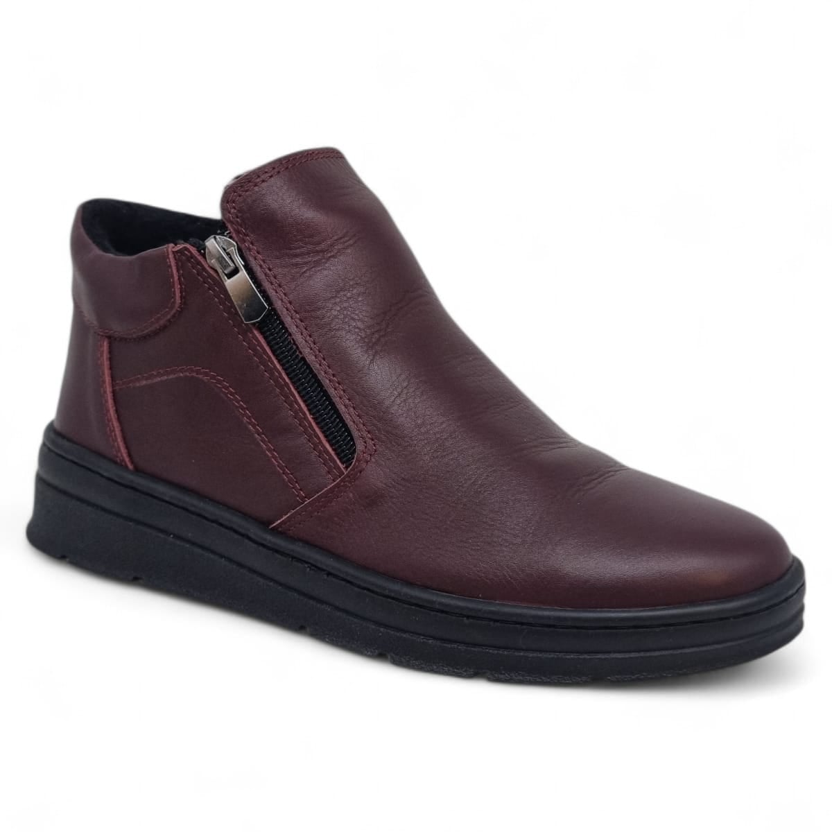 Ghete Damă Casual Din Piele Naturală Bordo 30325