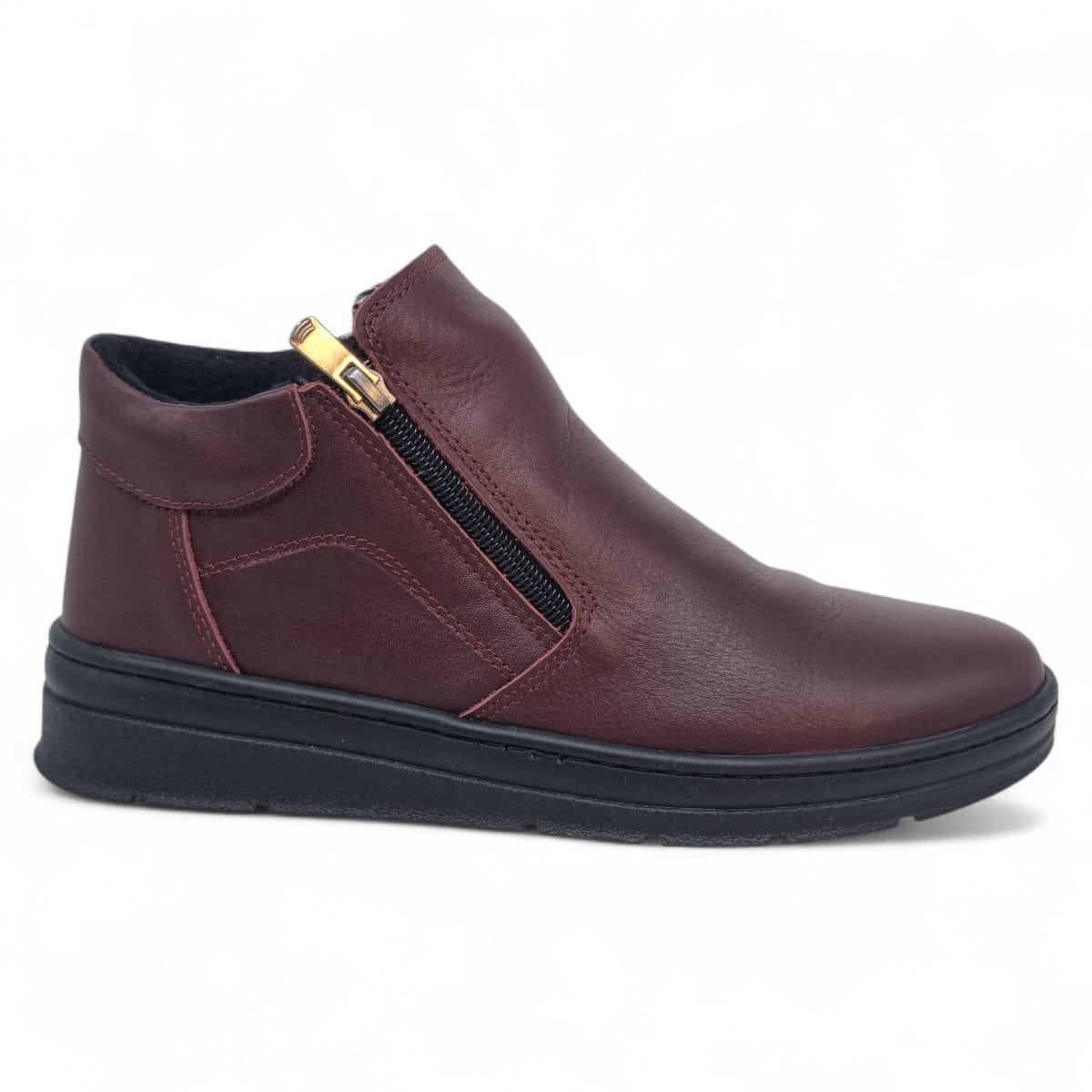 Ghete Damă Casual Din Piele Naturală Bordo 30325