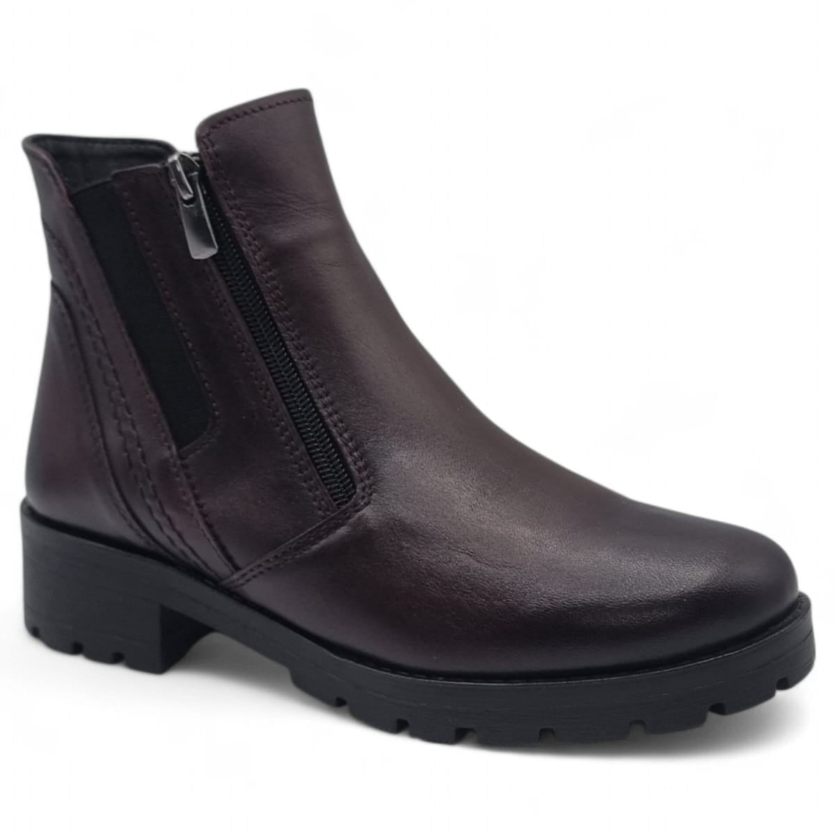 Ghete Damă Casual Din Piele Naturală Bordo 30238