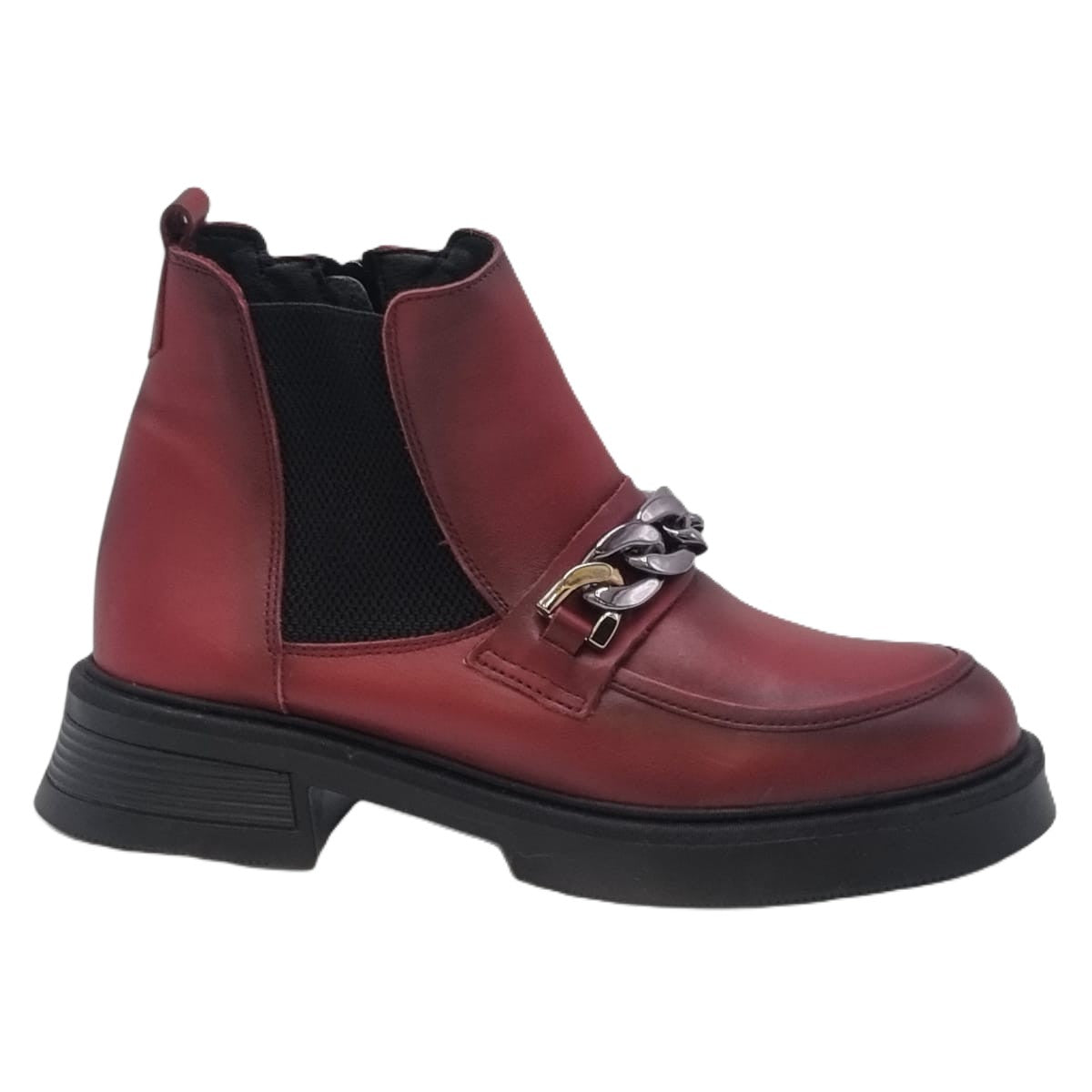 Ghete Damă Casual Din Piele Naturală Bordo Lac 30429