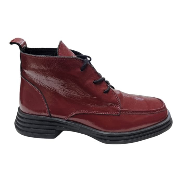 Ghete Damă Casual Din Piele Naturală Bordo Lac 30367