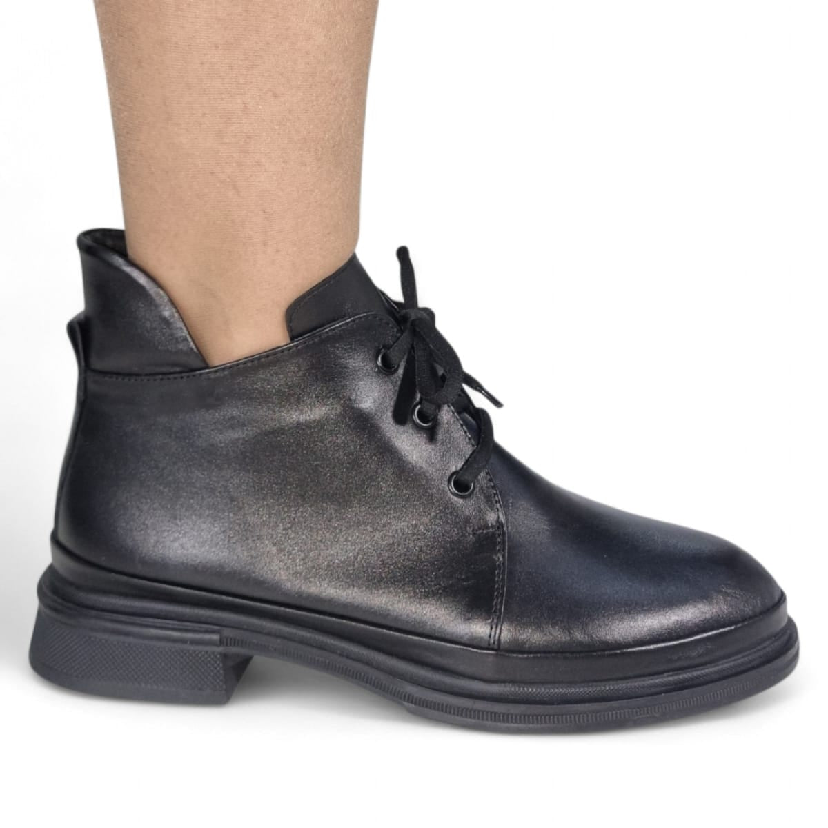Ghete Damă Casual Din Piele Naturală Neagră 30406