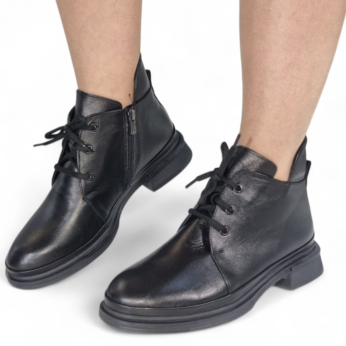 Ghete Damă Casual Din Piele Naturală Neagră 30406