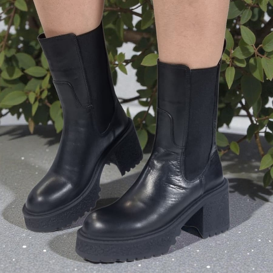 Ghete Damă Casual Din Piele Naturală Neagră 30408