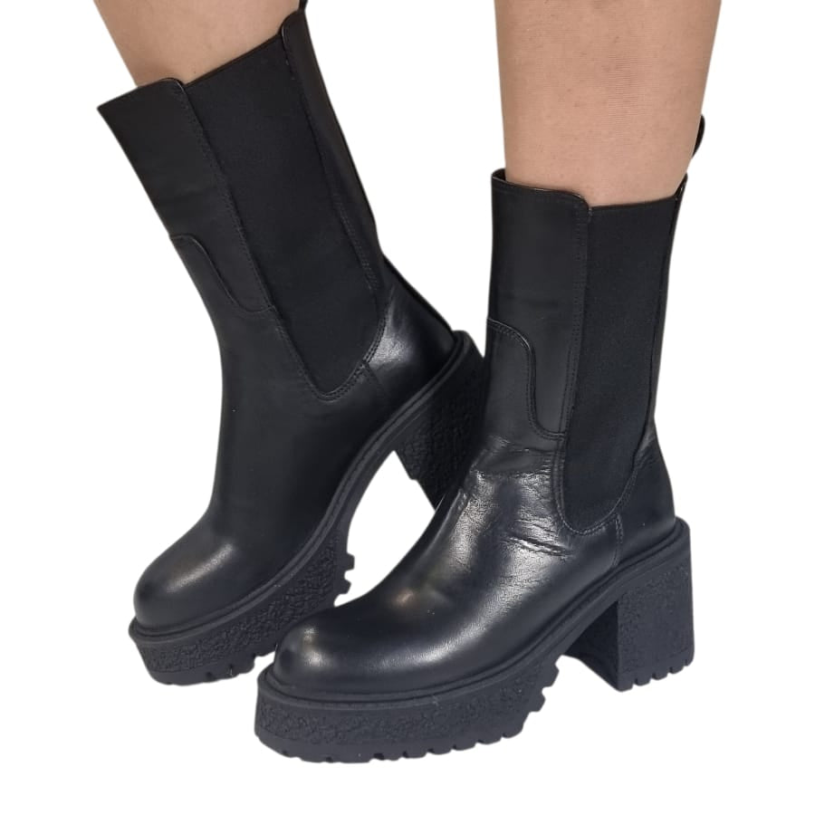 Ghete Damă Casual Din Piele Naturală Neagră 30408