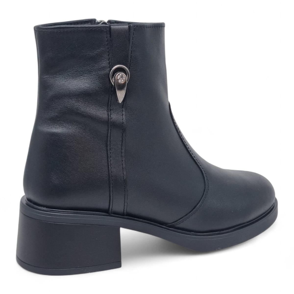 Ghete Damă Casual Din Piele Naturală Neagră 30418