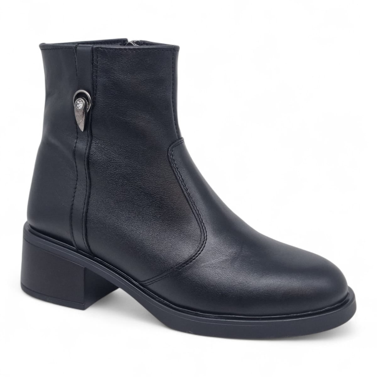 Ghete Damă Casual Din Piele Naturală Neagră 30418