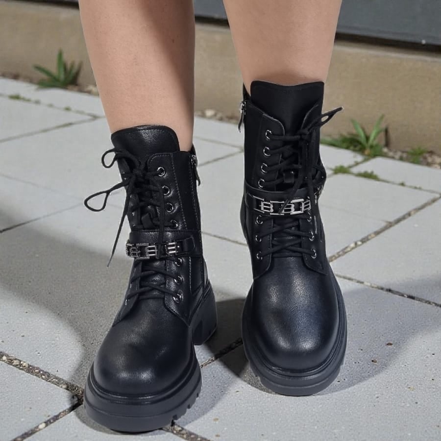 Ghete Damă Casual Din Piele Naturală Neagră 30425