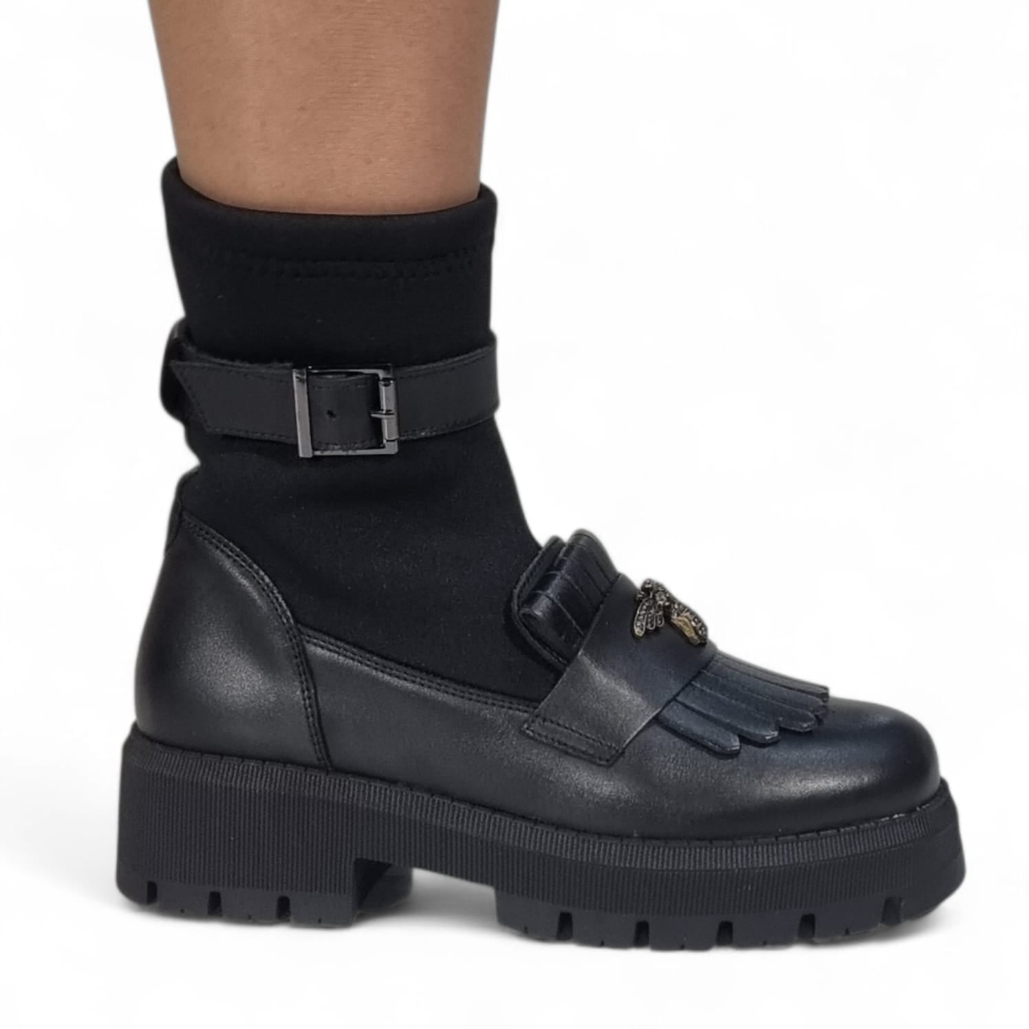 Ghete Damă Casual Din Piele Naturală Neagră 30430