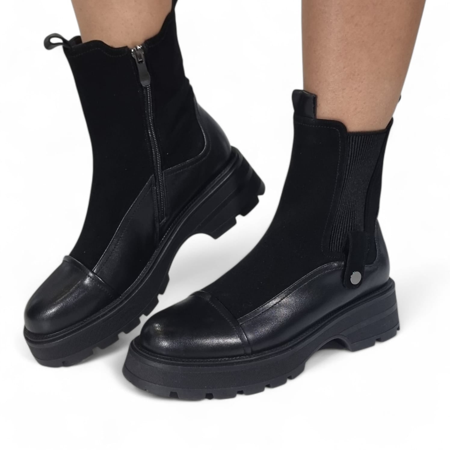 Ghete Damă Casual Din Piele Naturală Neagră 30439