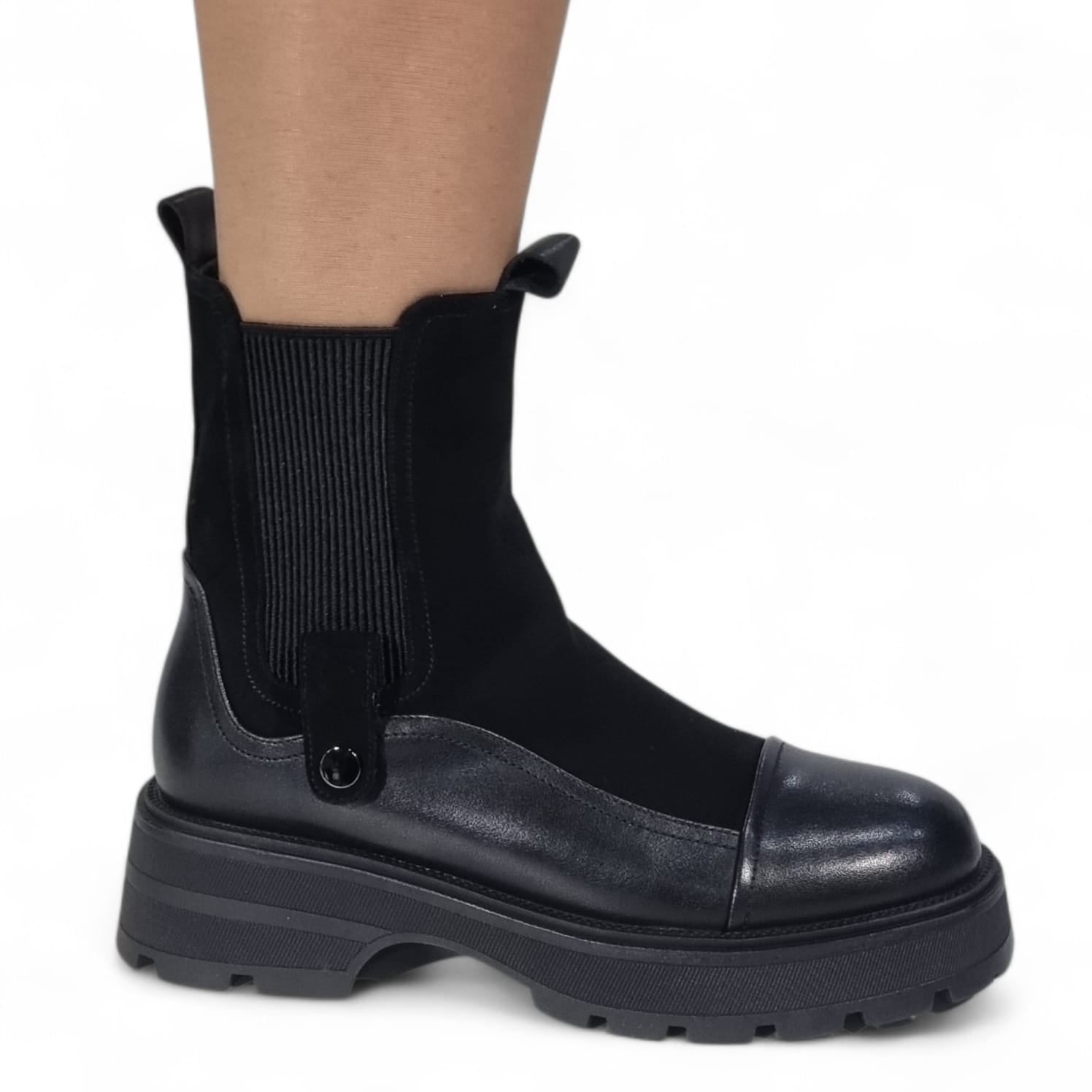 Ghete Damă Casual Din Piele Naturală Neagră 30439