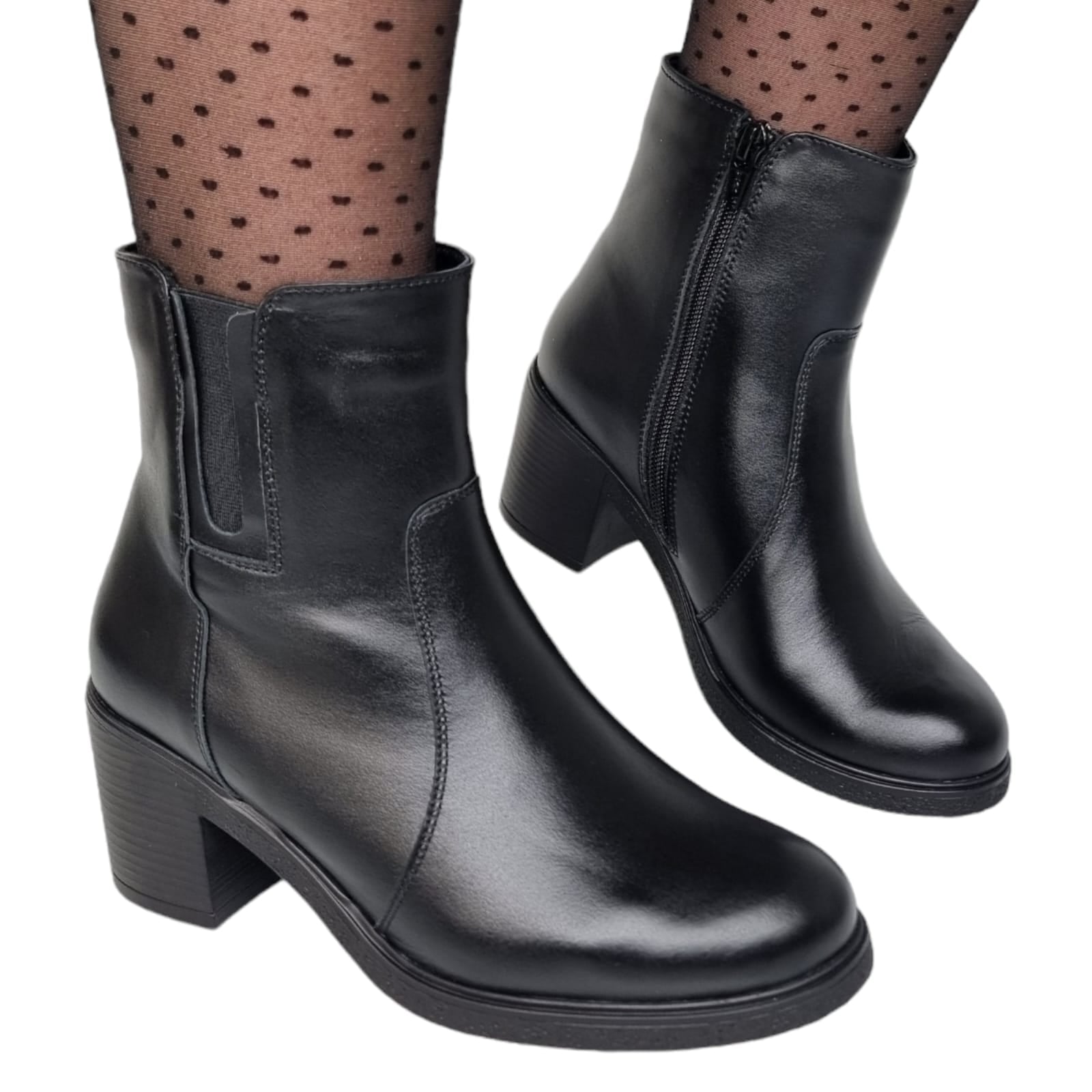 Ghete Damă Casual Din Piele Naturală Neagră 30119