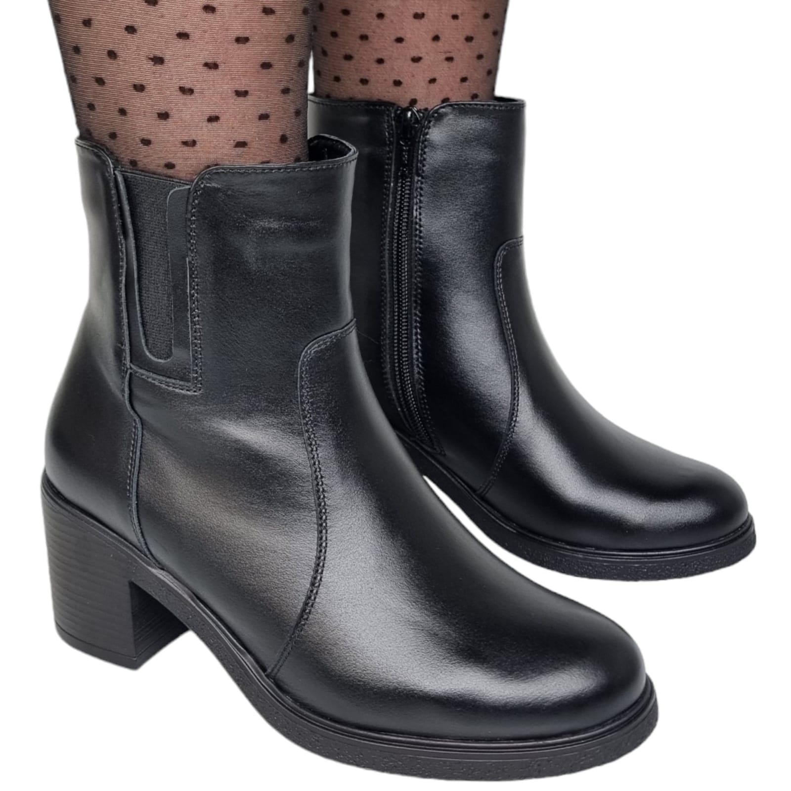 Ghete Damă Casual Din Piele Naturală Neagră 30119