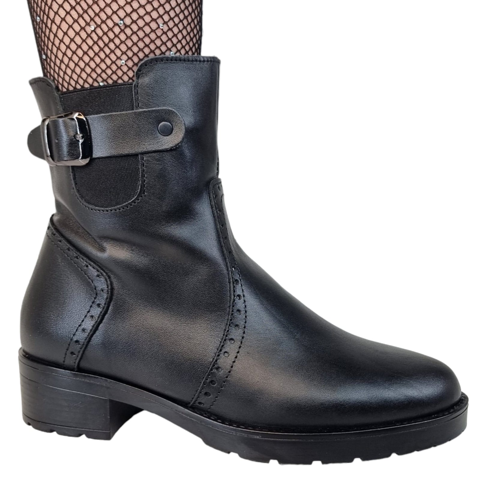 Ghete Damă Casual Din Piele Naturală Neagră 30129